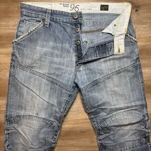 G Star RAW Jeans Men 34x30 Blue Elwood Baggy Buckle Back 96 Gusset Double Knee
